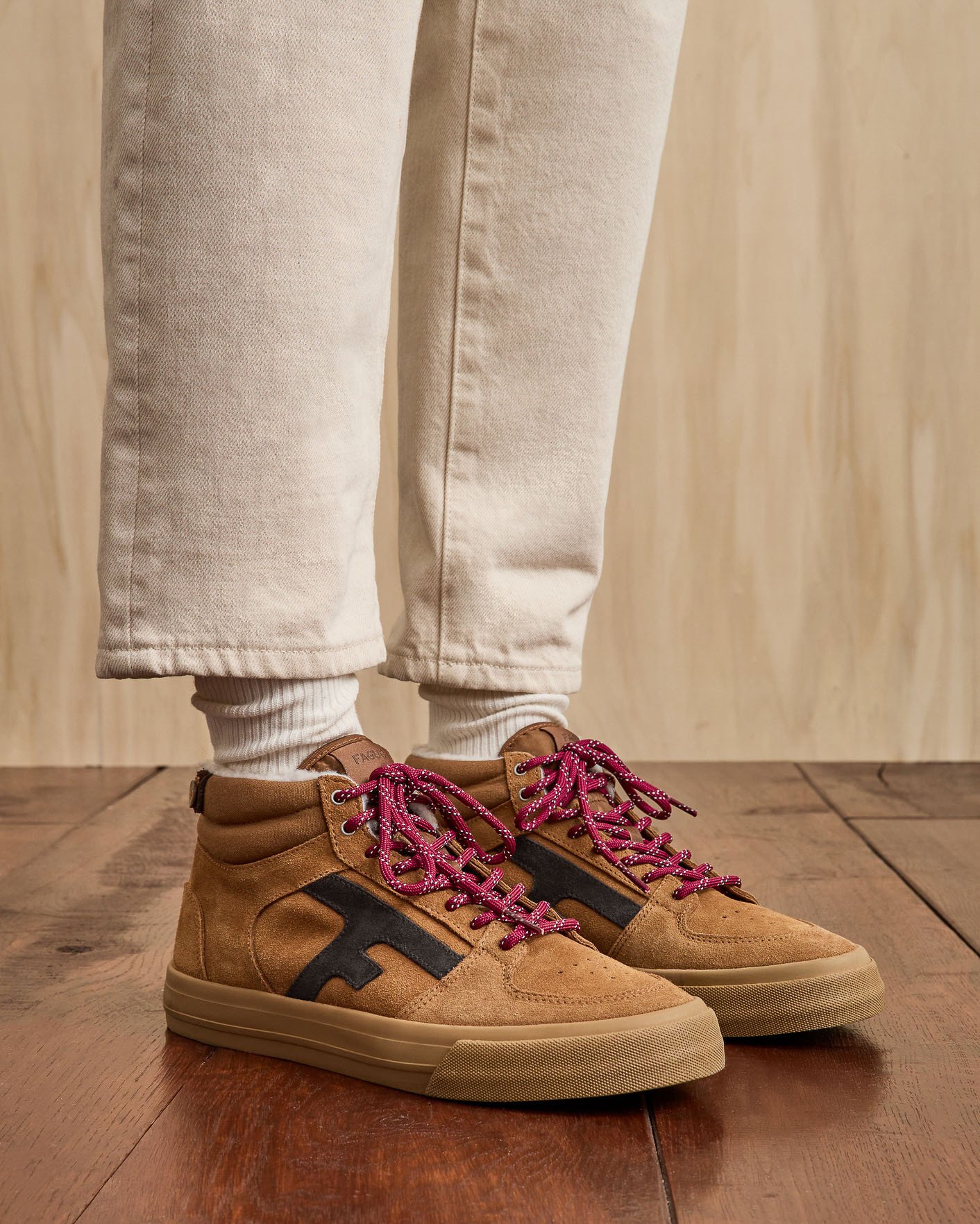 Baskets montantes camels suède - WALNUT MID