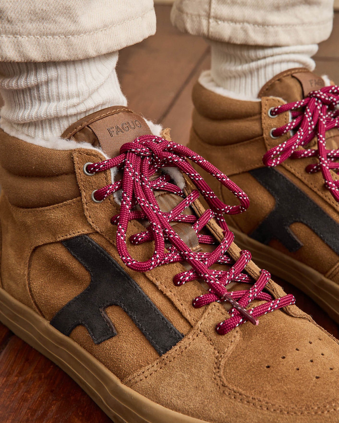 Baskets montantes camels suède - WALNUT MID