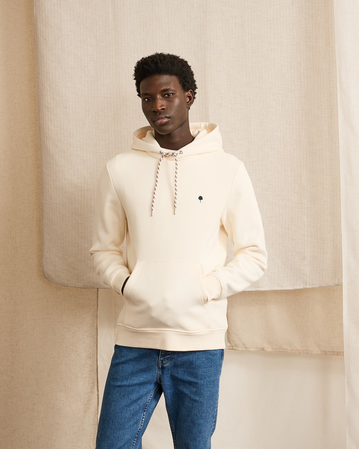 Sweat à capuche écru coton - DIRAC