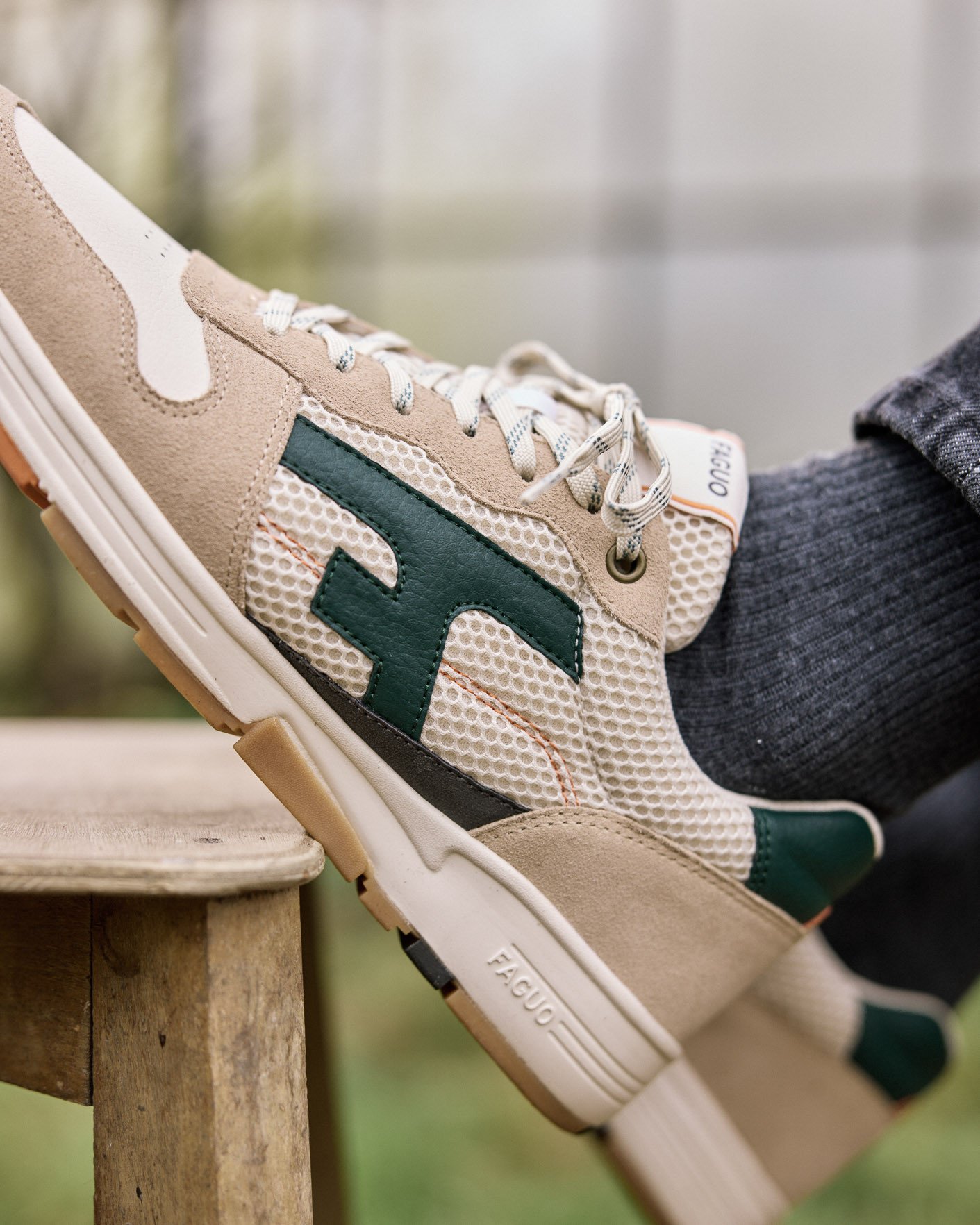 Baskets crème & vert clair - OLIVE