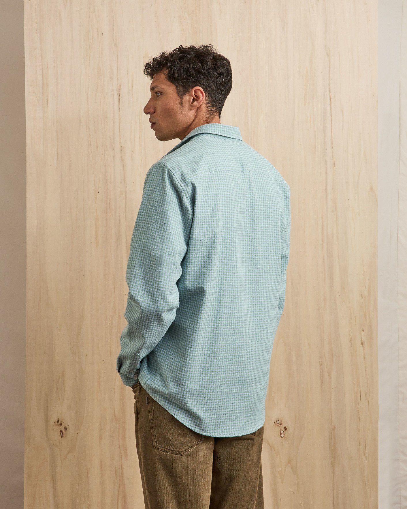 Chemise verte & bleu clair coton - IRATY