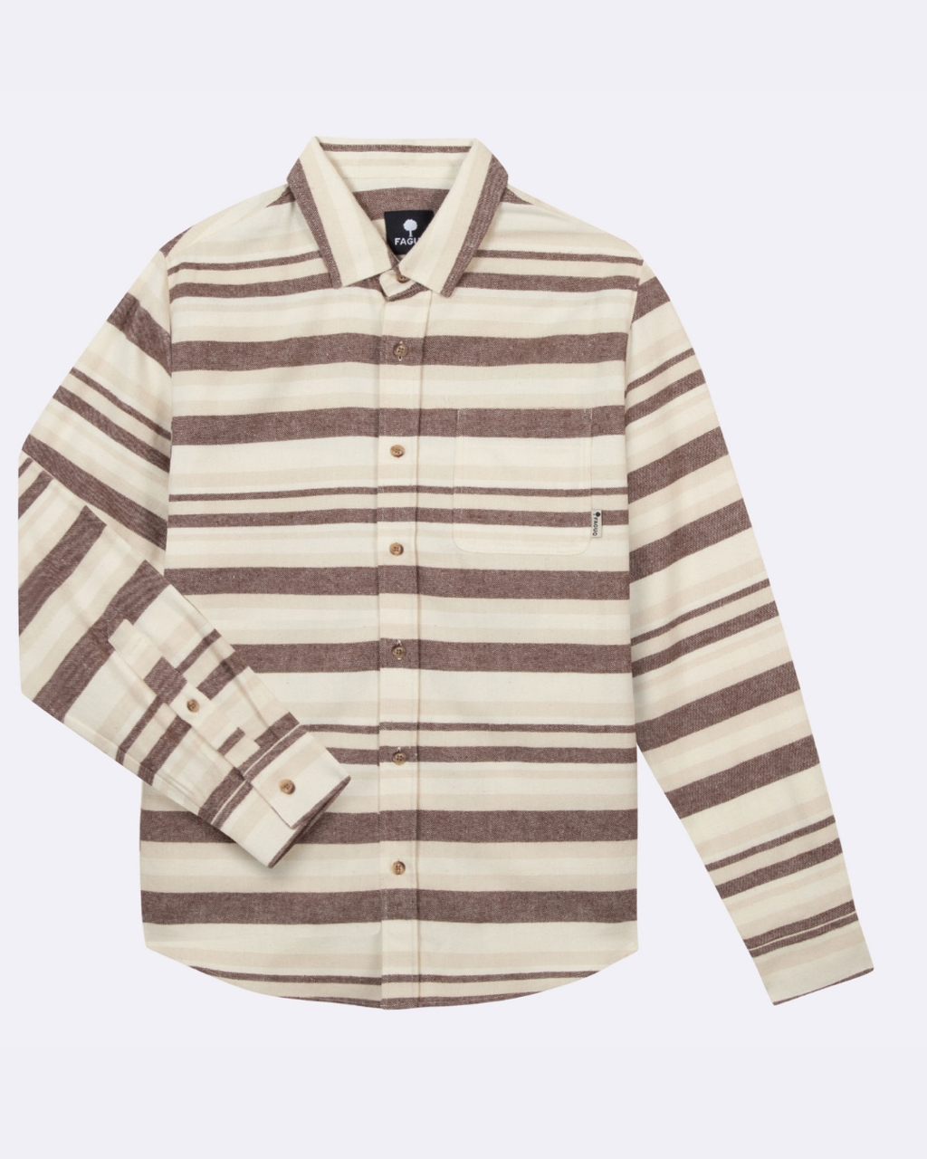 Chemise écrue & marron coton - SIGNY