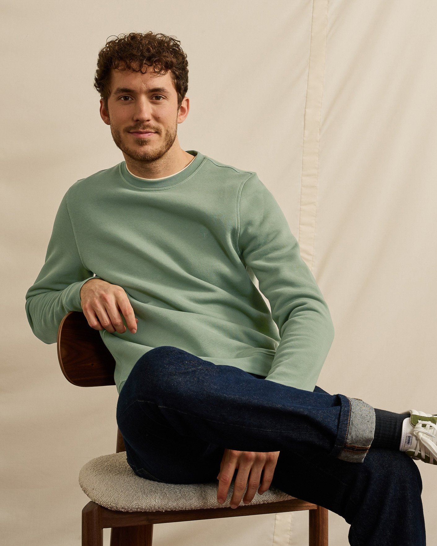 Sweat col rond kaki coton - DONZY