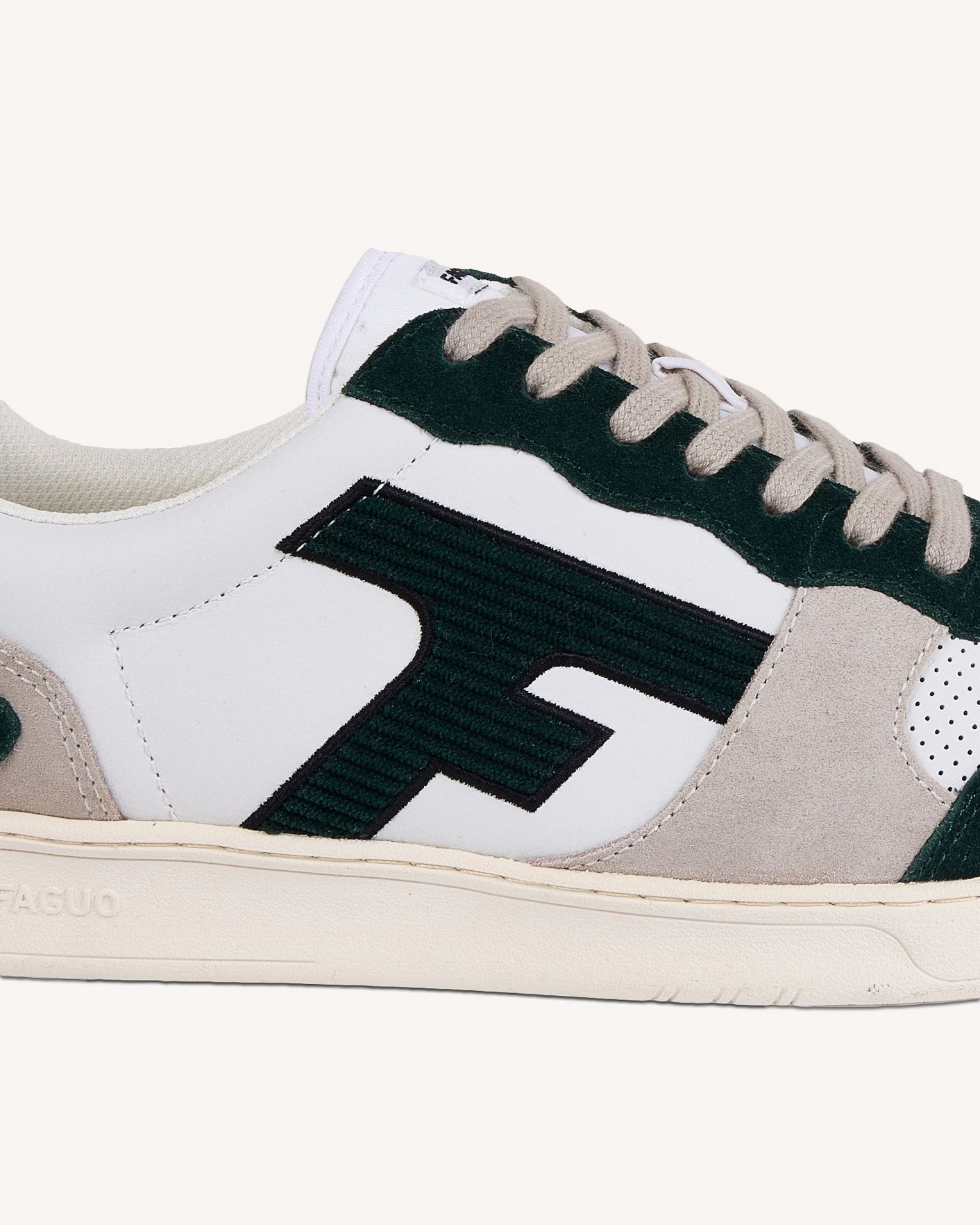 Baskets blanche & vert foncé cuir & suède - HAZEL