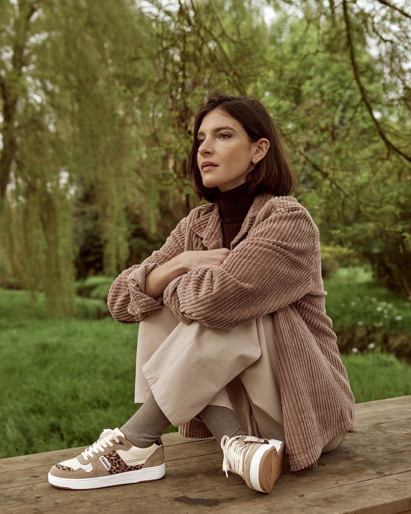 Baskets écrues & beige foncé suède - CEIBA