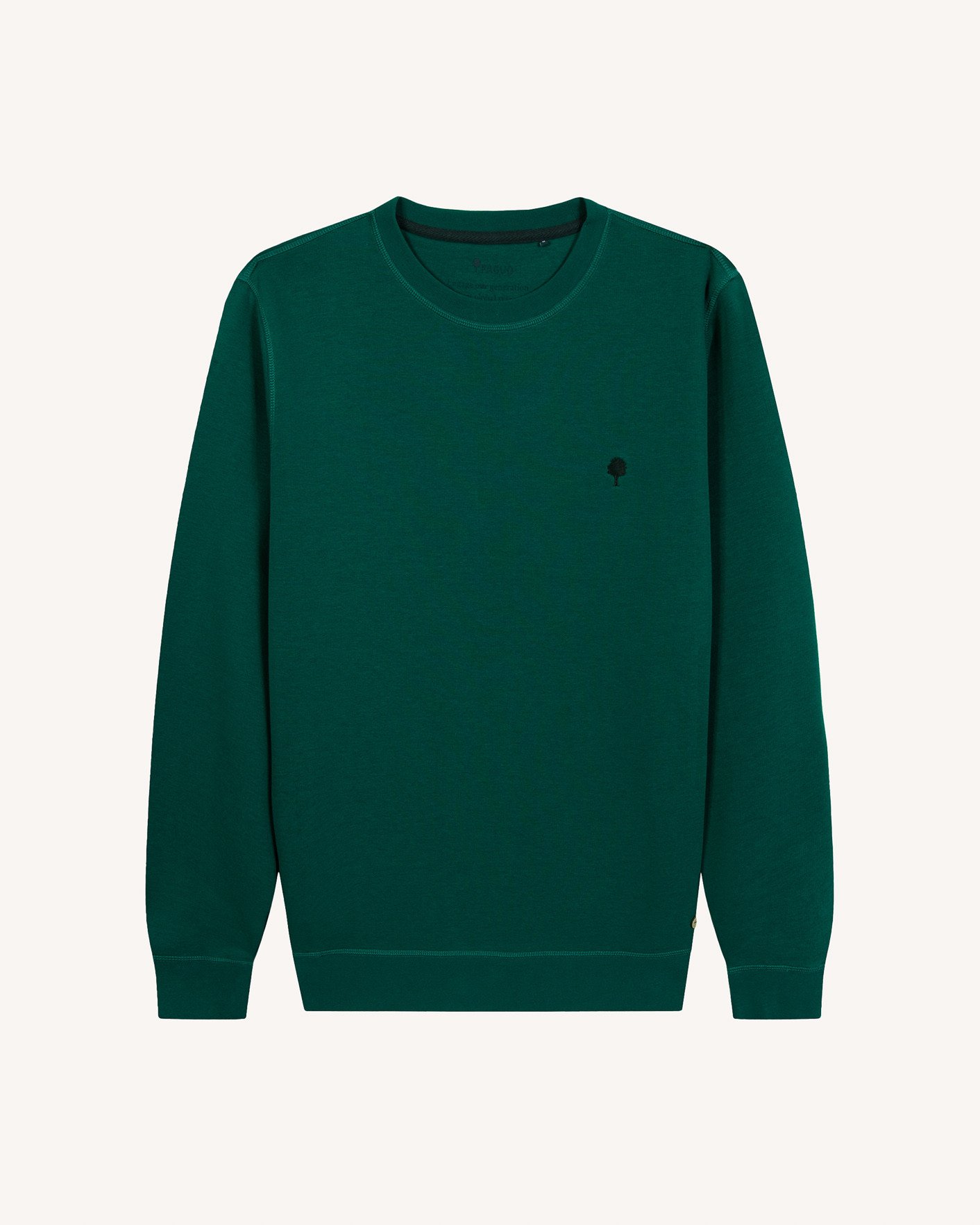 Sweat col rond vert sapin coton - DONZY