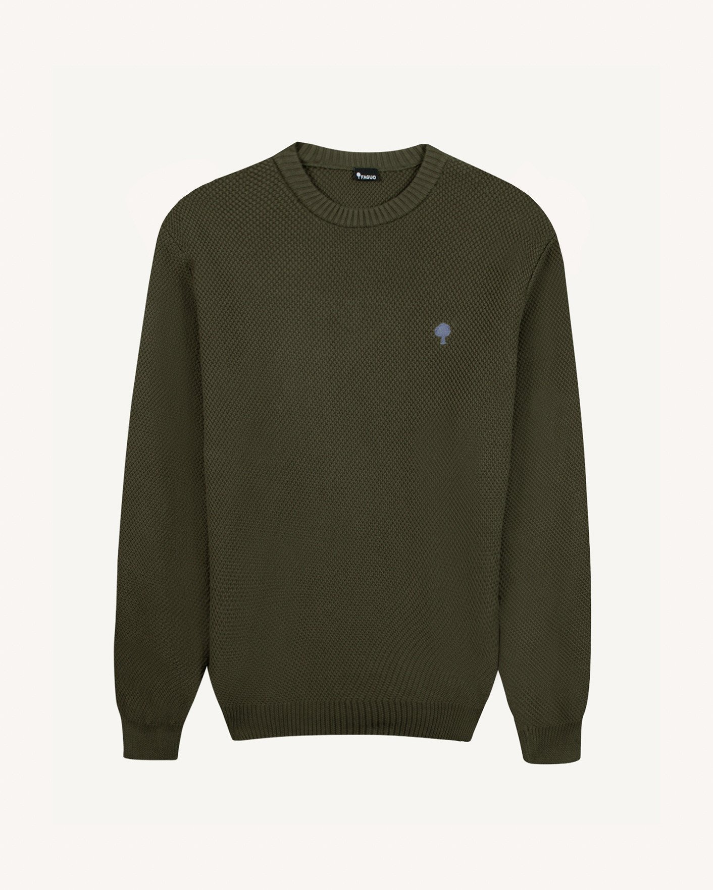 Pull en coton vert olive foncé - OPALE