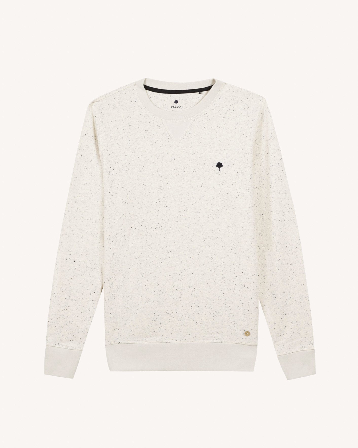 Sweat col rond écru & bleu marine coton - DONON