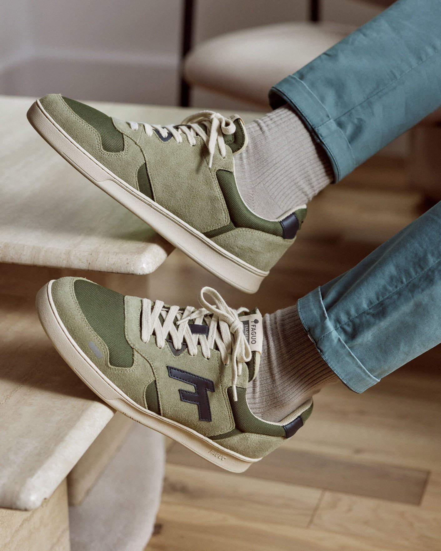 Baskets kaki clair suède - PALMER