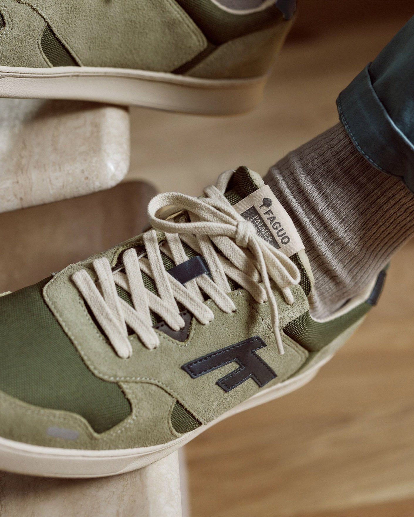 Baskets kaki clair suède - PALMER