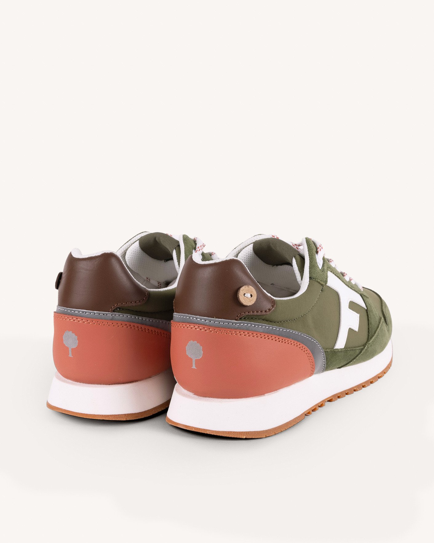 Baskets kaki & terracotta cuir - ELM