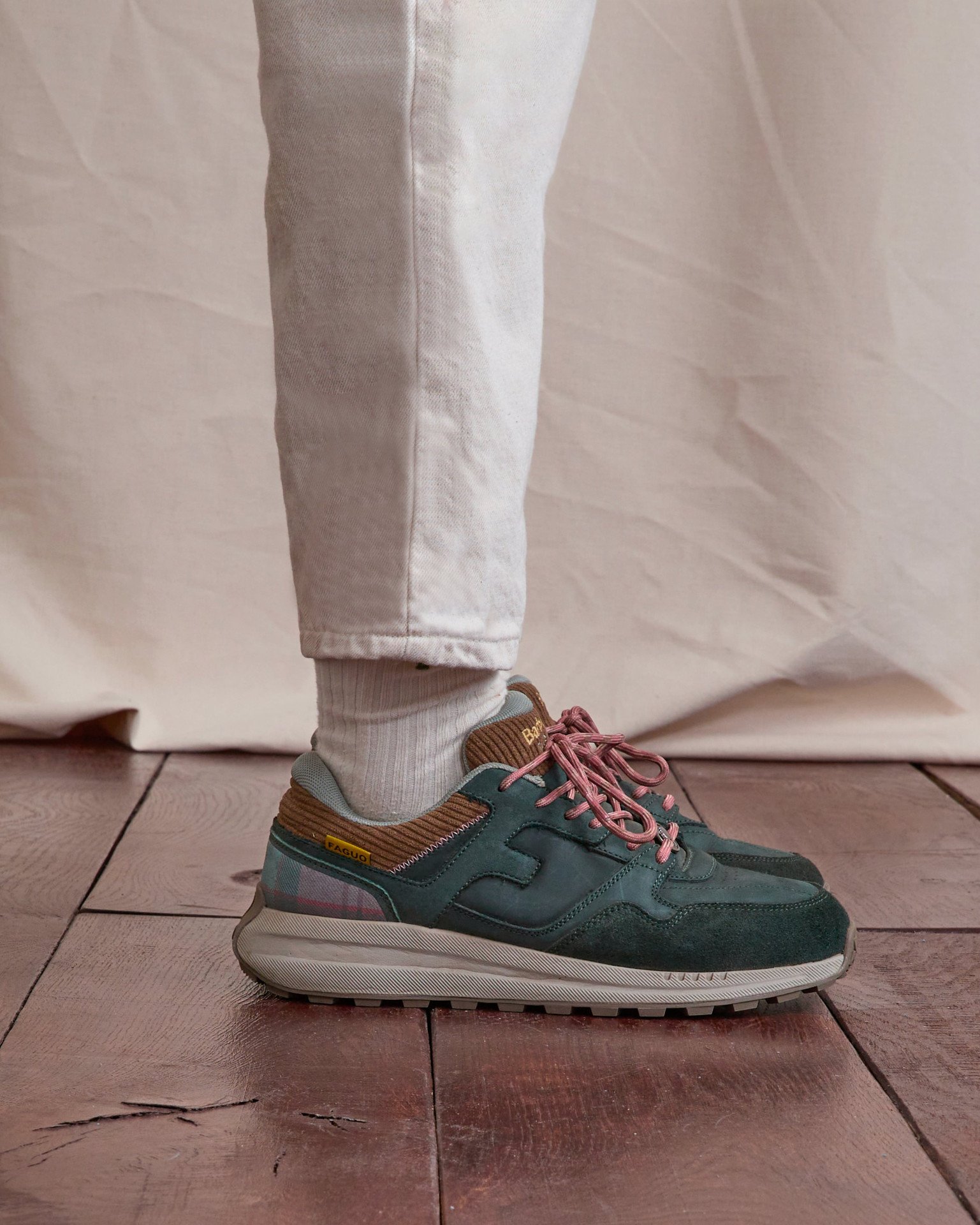 FAGUO x BARBOUR - Baskets kaki foncé suède - LIMWOOD