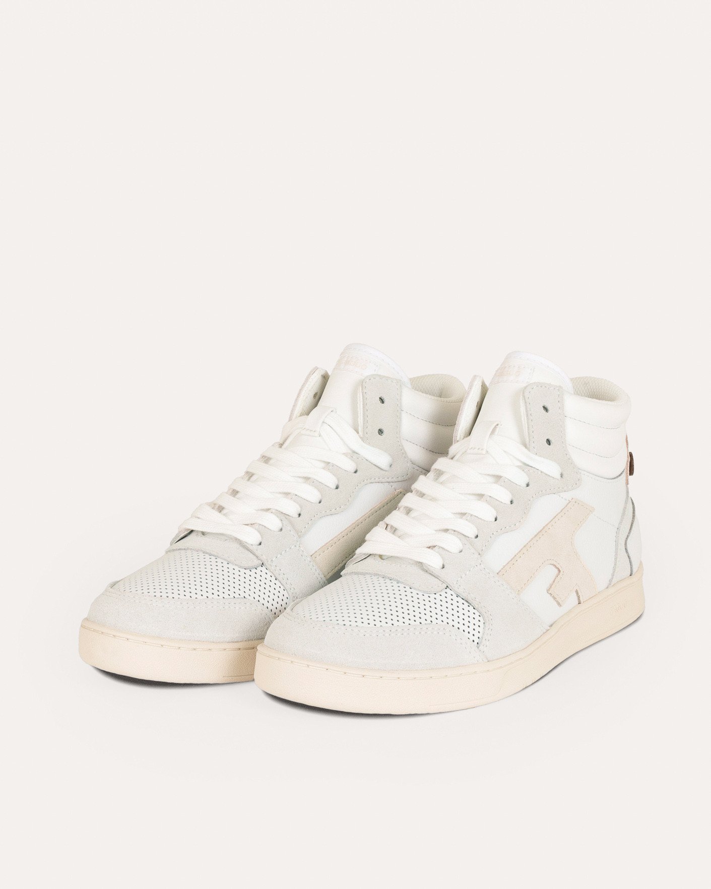 Baskets montantes blanches & beiges cuir - HAZEL MID