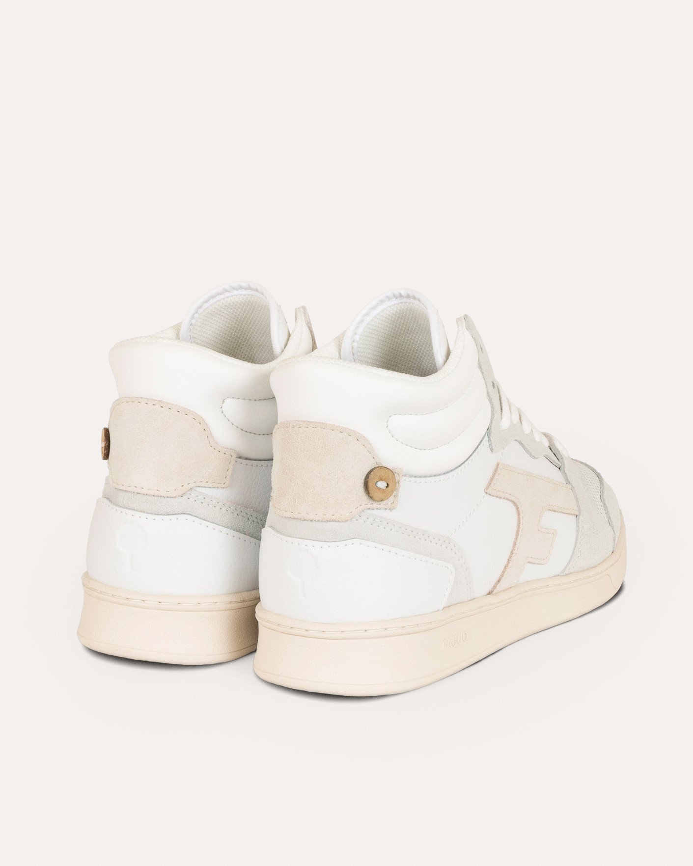 Baskets montantes blanches & beiges cuir - HAZEL MID