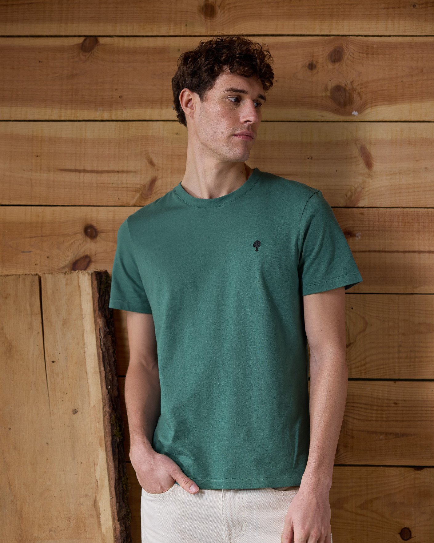 T-shirt vert foncé grisé coton - ARCY