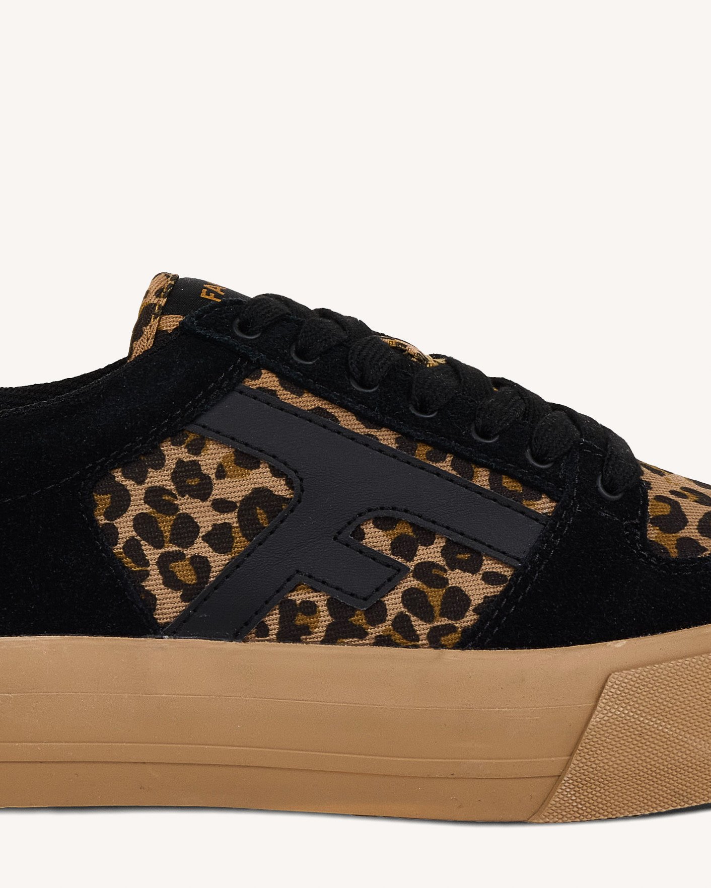 Baskets en velours noir & léopard suède - WALNUT PLATFORM