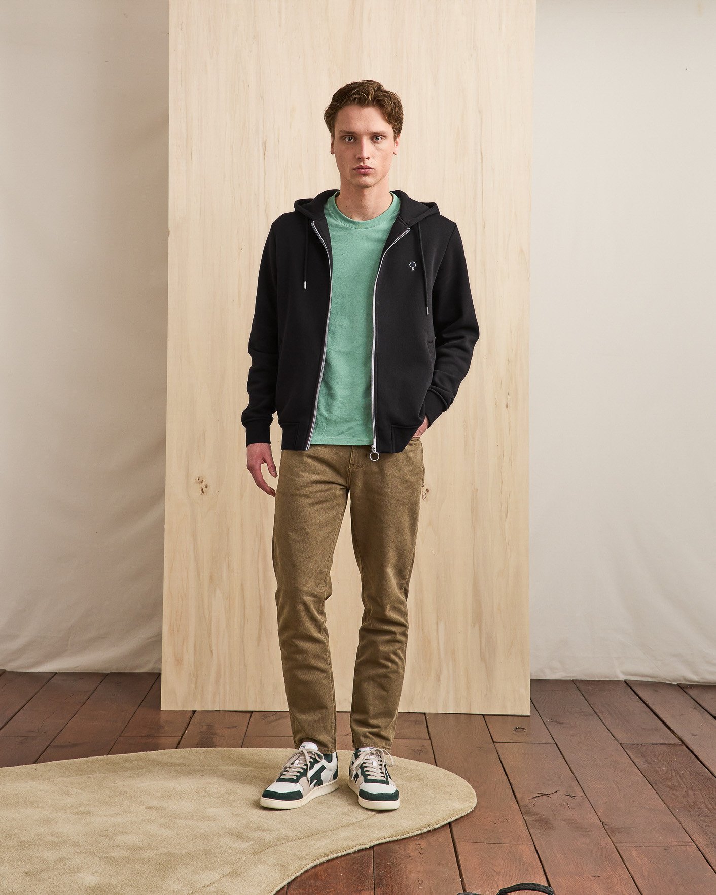 Sweat zippé noir coton - MESNIL