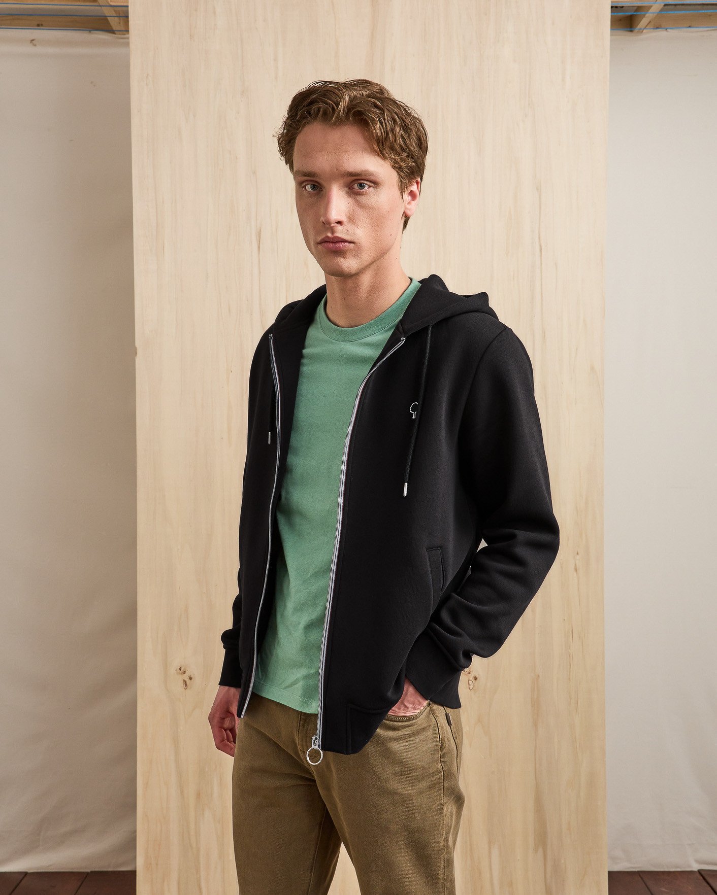 Sweat zippé noir coton - MESNIL