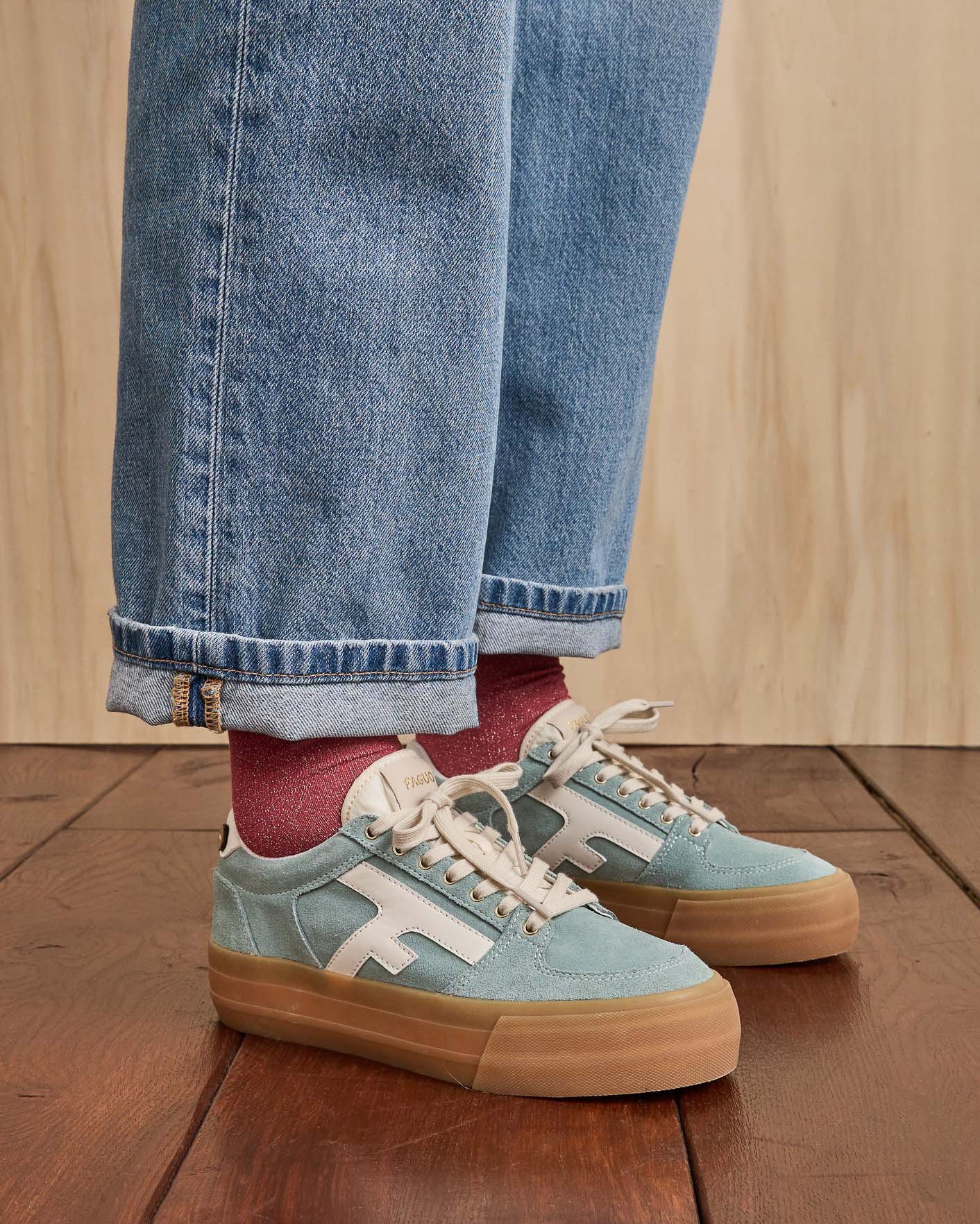 Baskets bleues suède - WALNUT PLATFORM