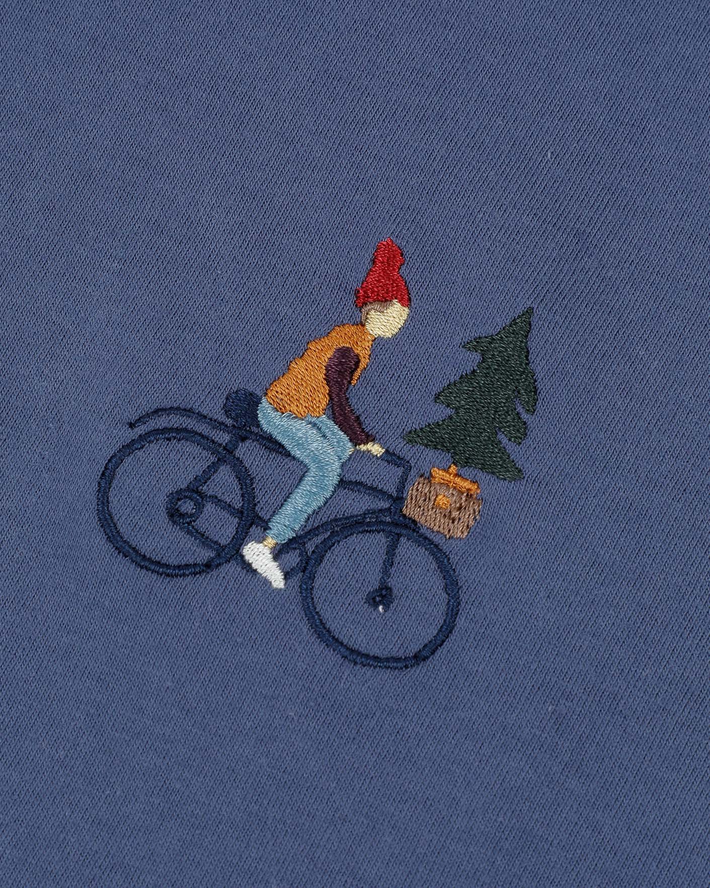 T-shirt bleu marine brodé vélo coton - ARCY