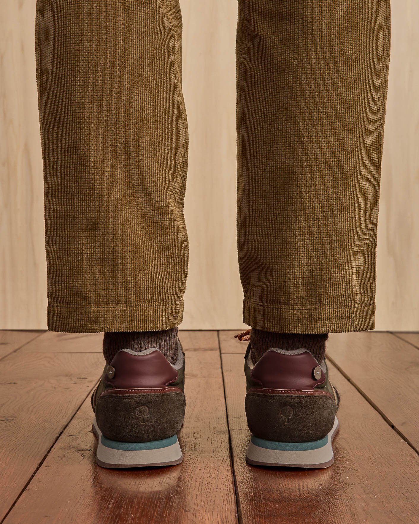 Baskets kaki & beige cuir - ELM