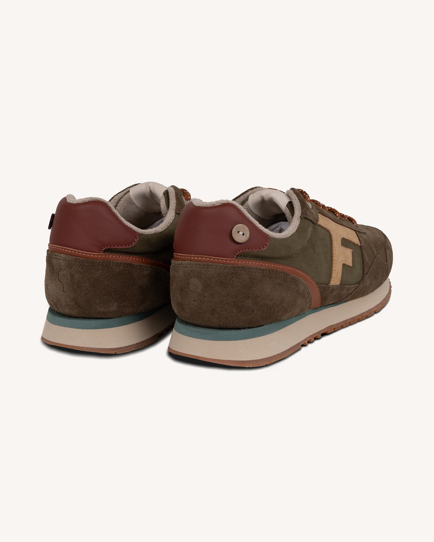 Baskets kaki & beige cuir - ELM