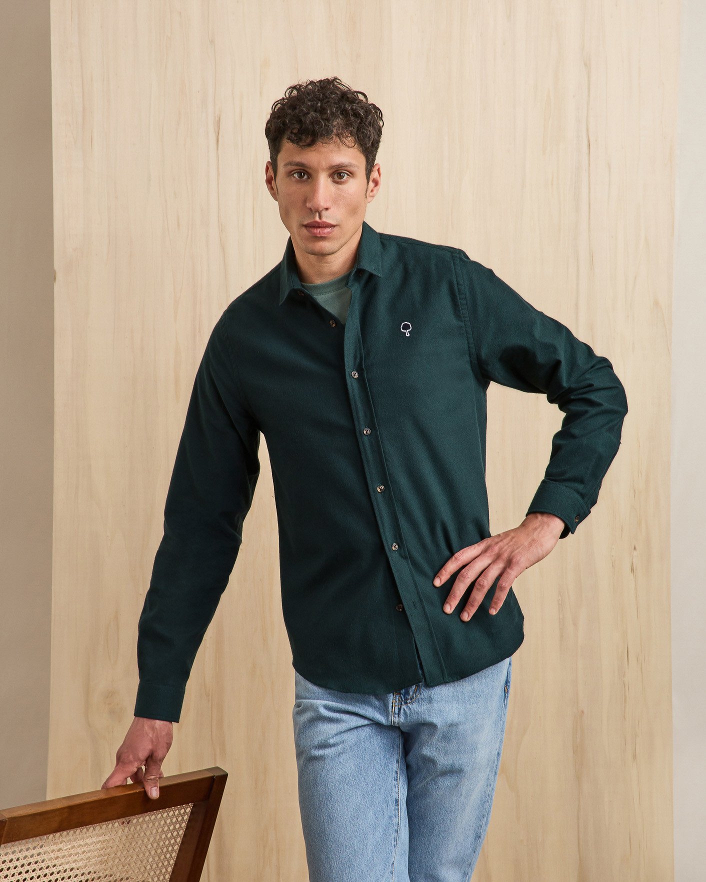 Chemise vert foncé coton - IVOY