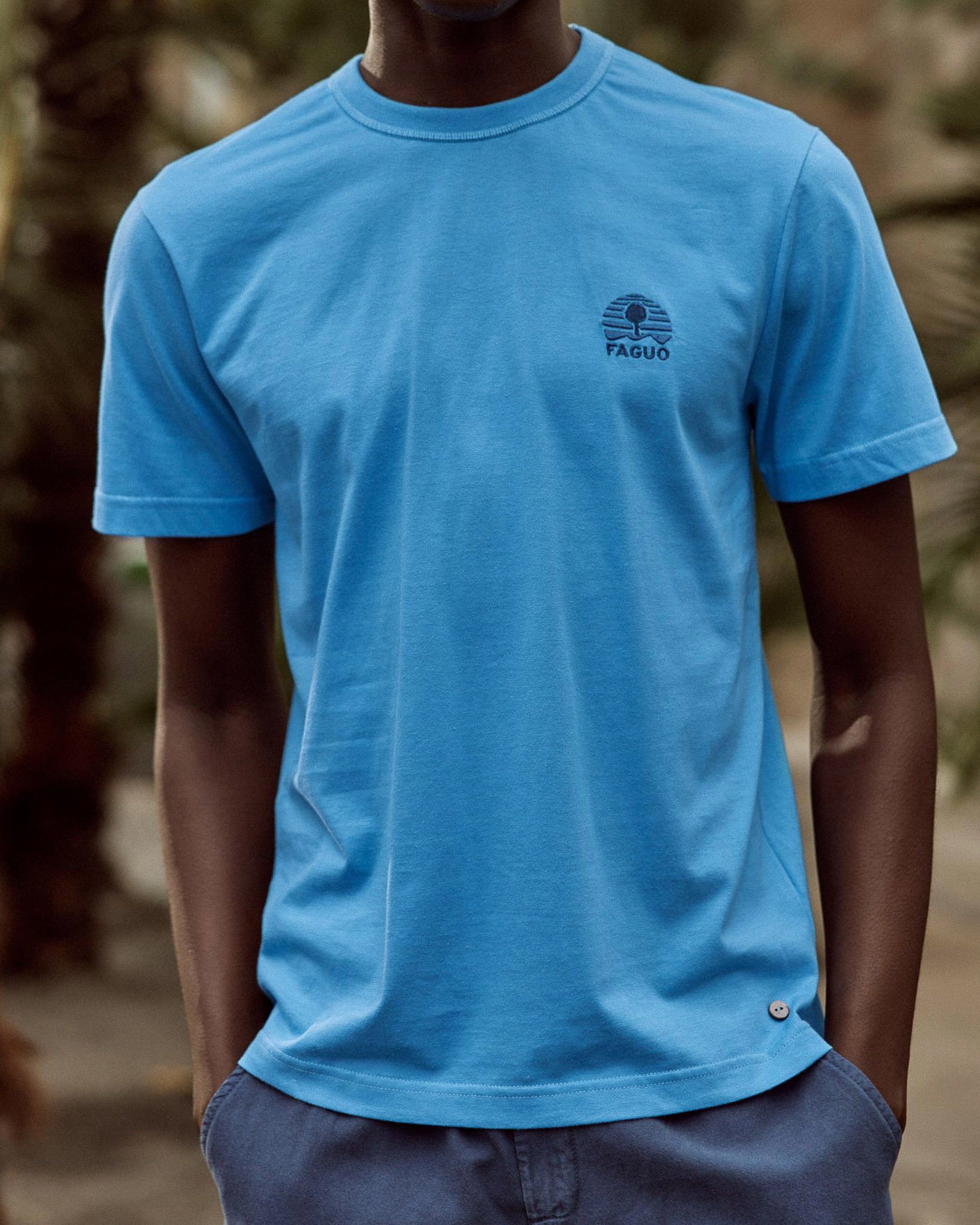 T-shirt bleu azur coton - LUGNY