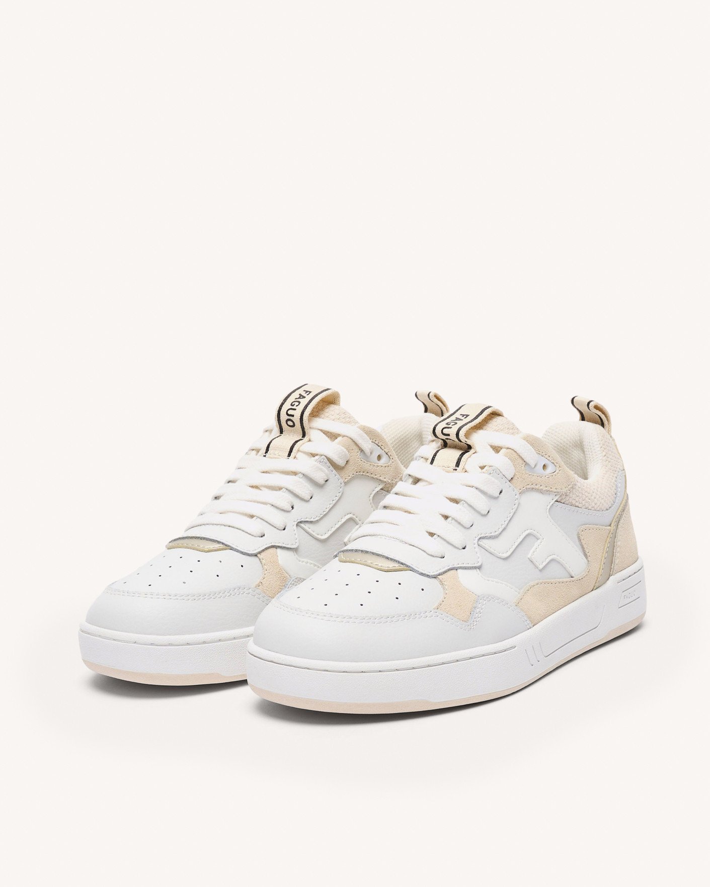 Baskets blanches et beiges cuir - DAHLIA