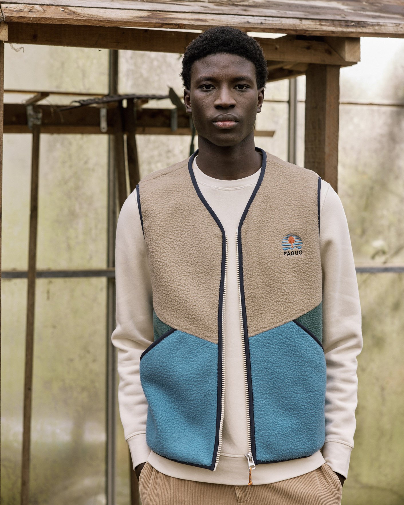 Veste sans manches beige & bleue - TEILLAY