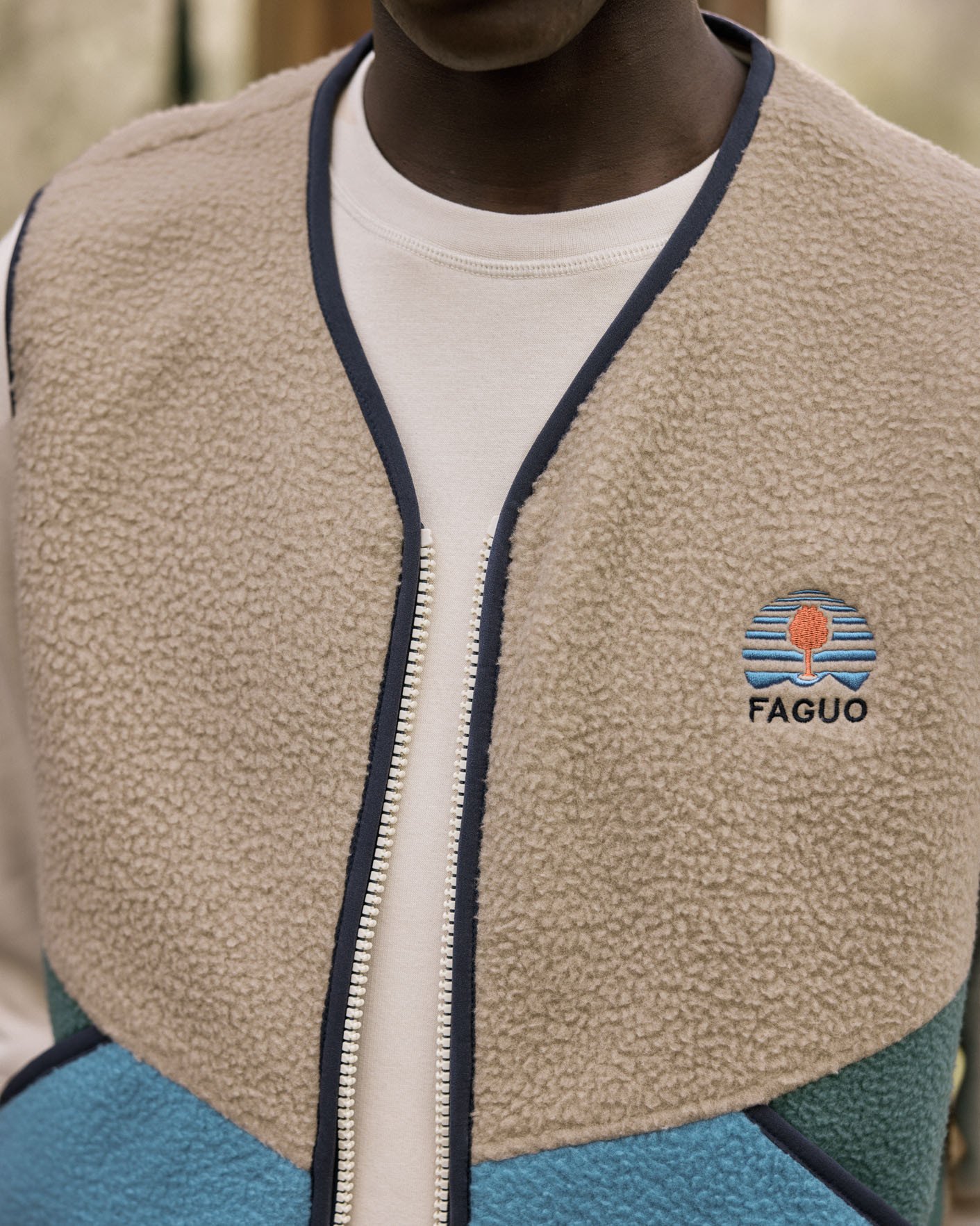 Veste sans manches beige & bleue - TEILLAY