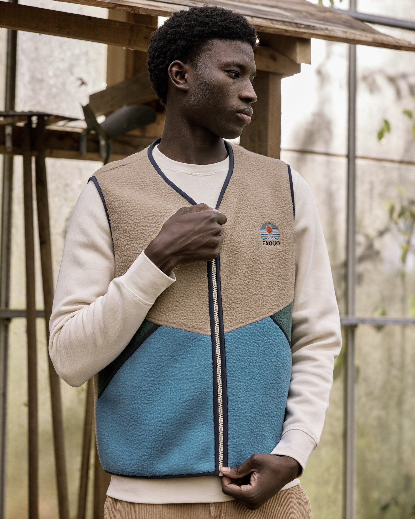 Veste sans manches beige & bleue - TEILLAY