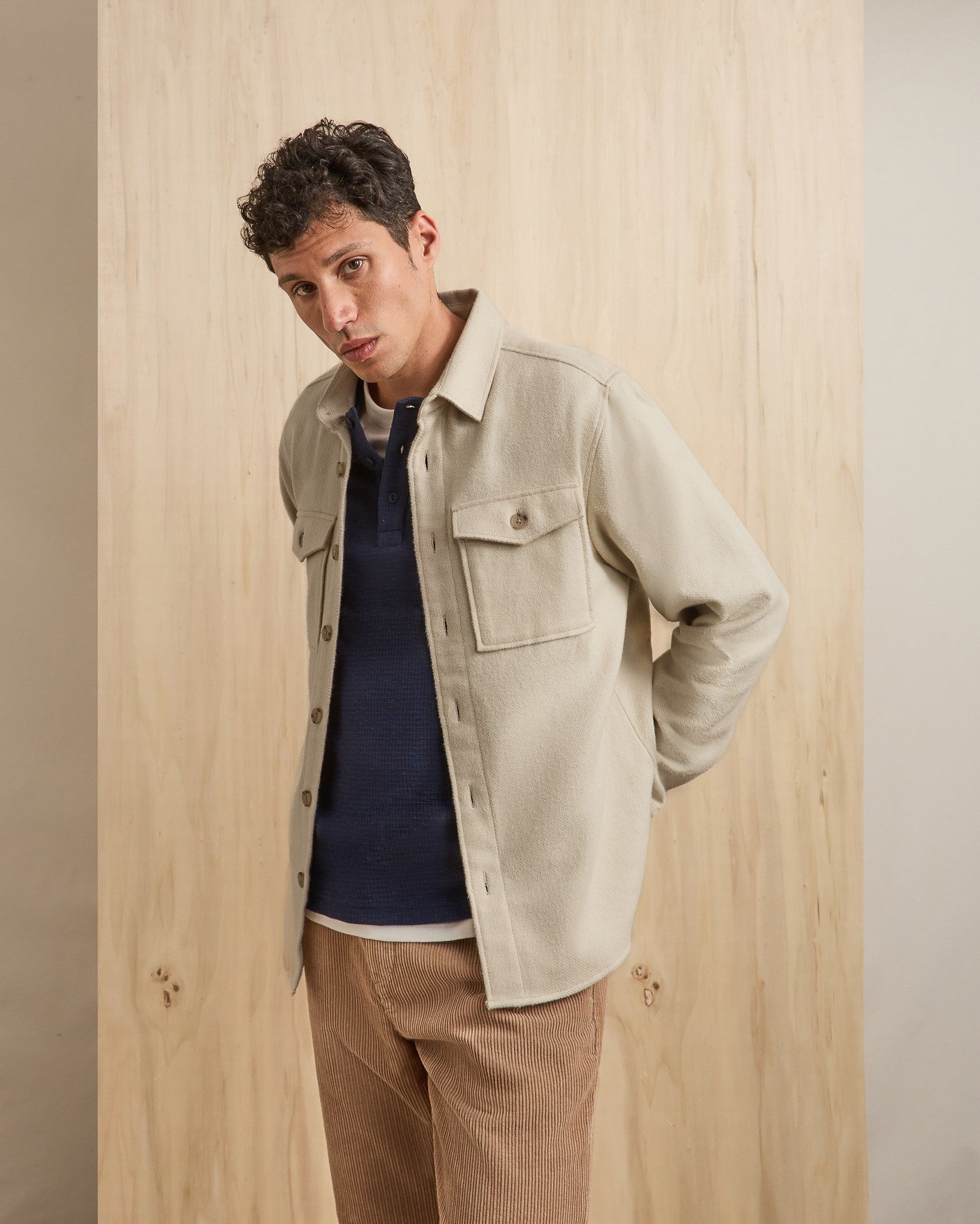 Surchemise beige foncé coton - FLAVIGNY