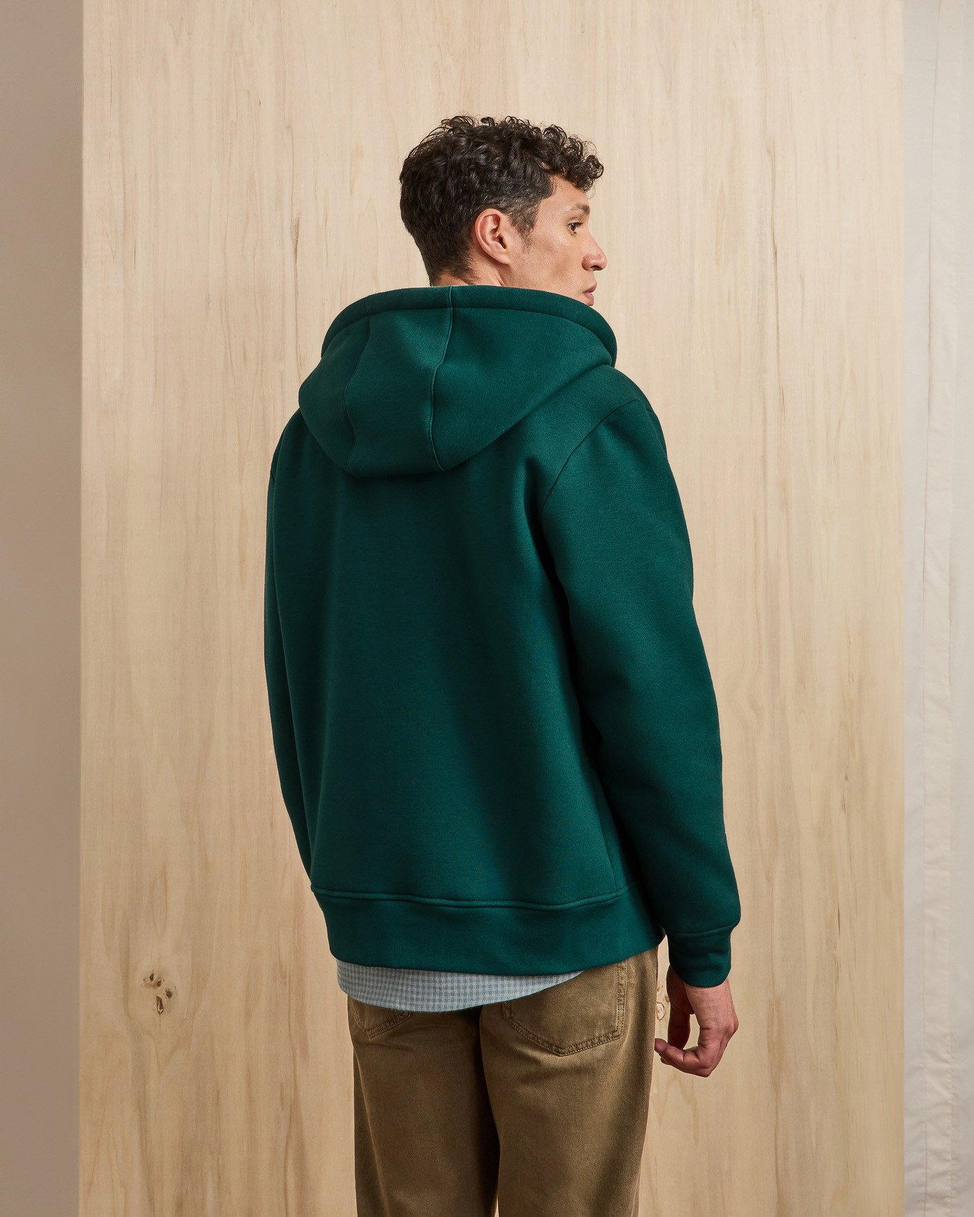 Sweat zippé vert sapin coton - MEYGAL