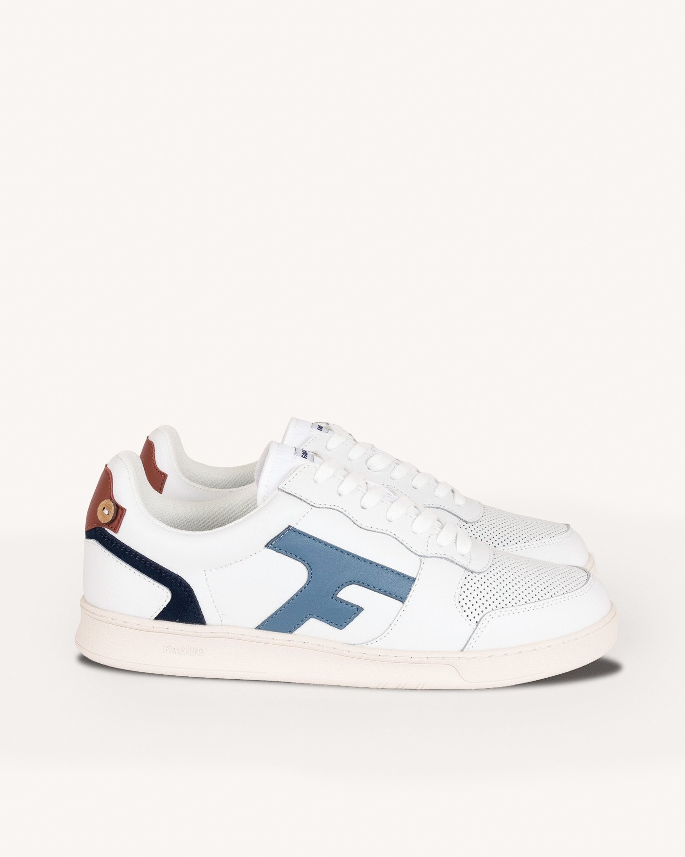 Baskets blanches & bleu grisé cuir - HAZEL