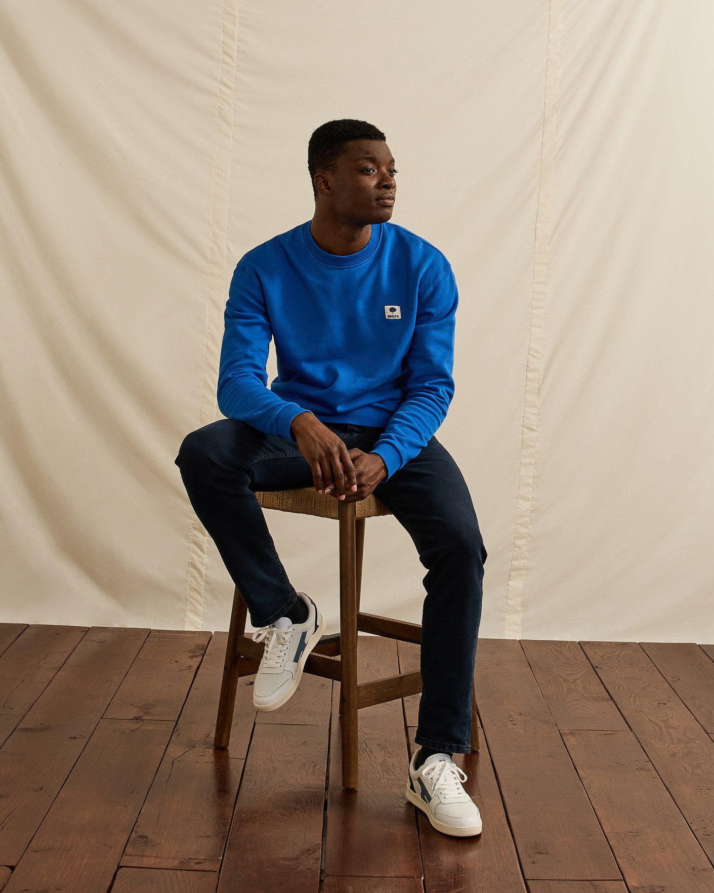 Baskets blanches & bleu grisé cuir - HAZEL