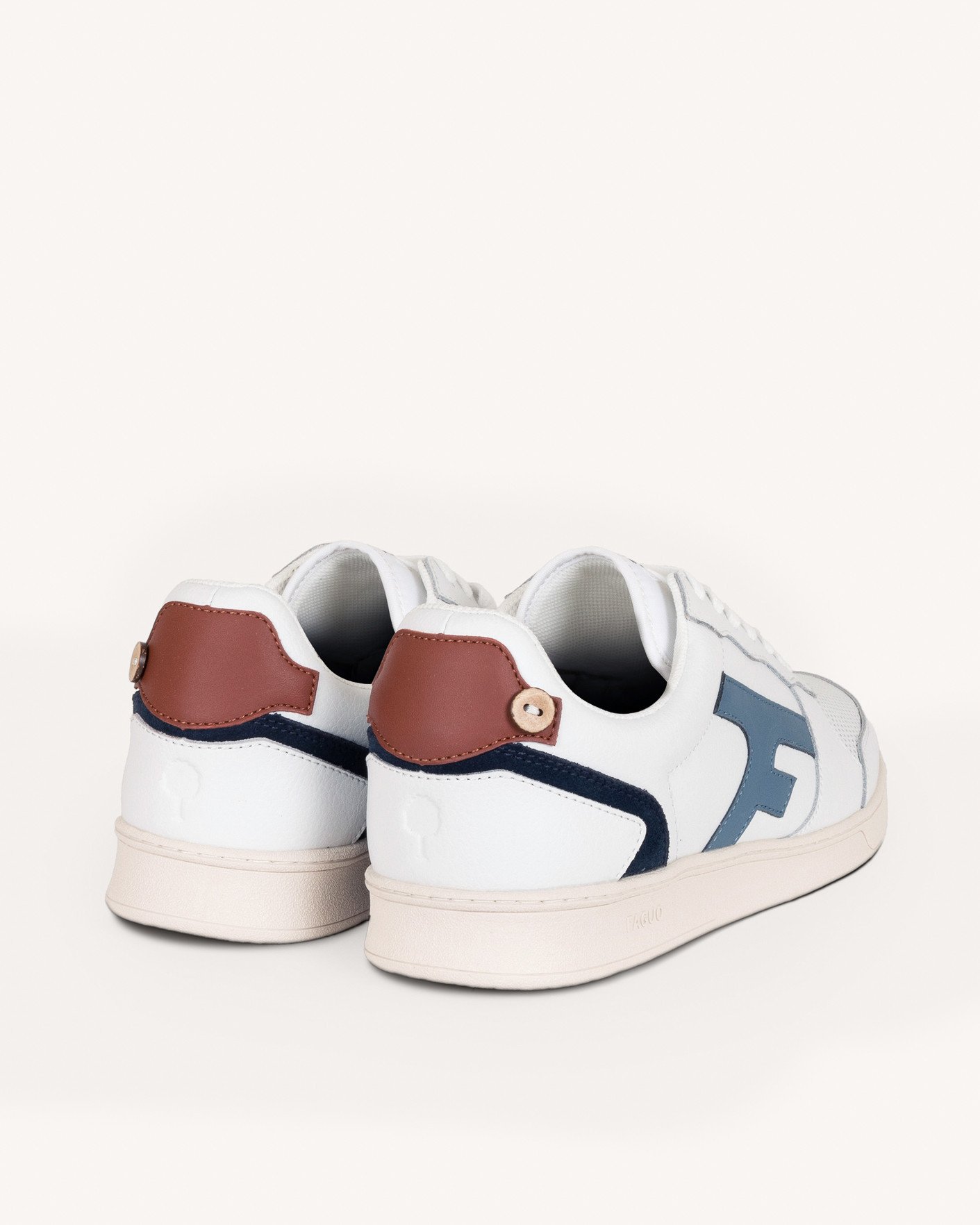 Baskets blanches & bleu grisé cuir - HAZEL