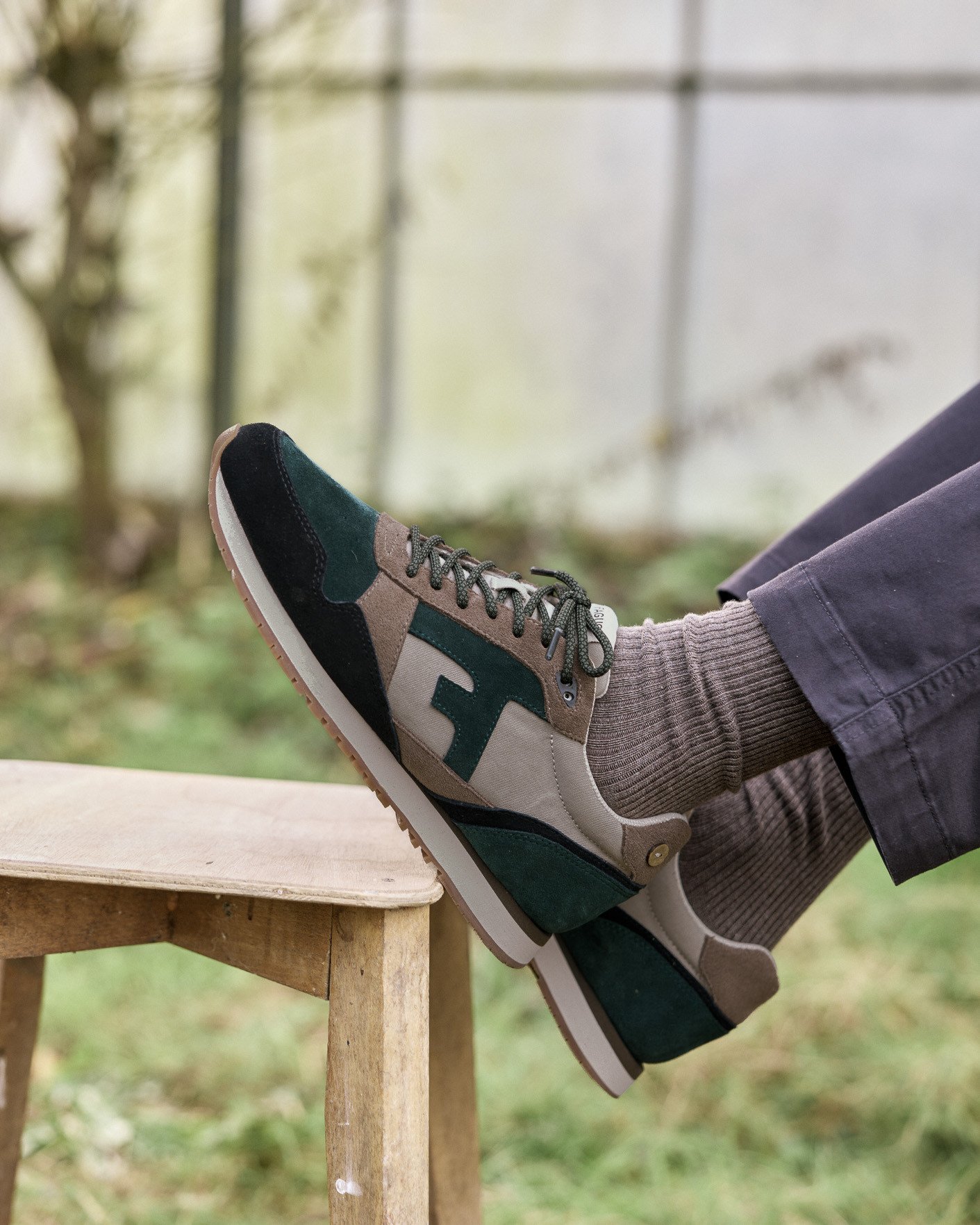 Baskets vert foncé & taupe - ELM