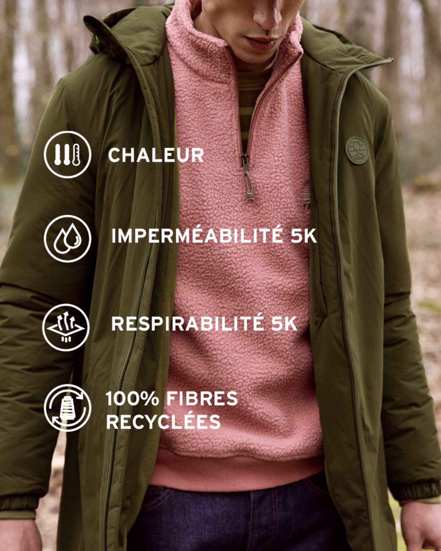 Parka imperméable chaude vert foncé - MONTAUD