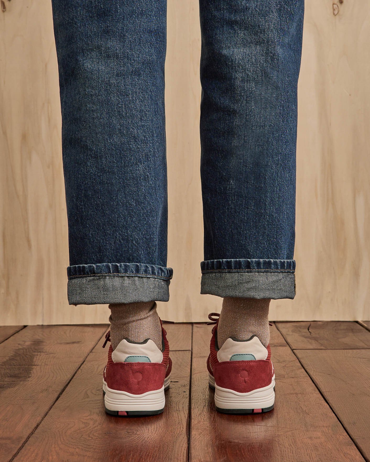 Baskets en velours bordeaux - OLIVE