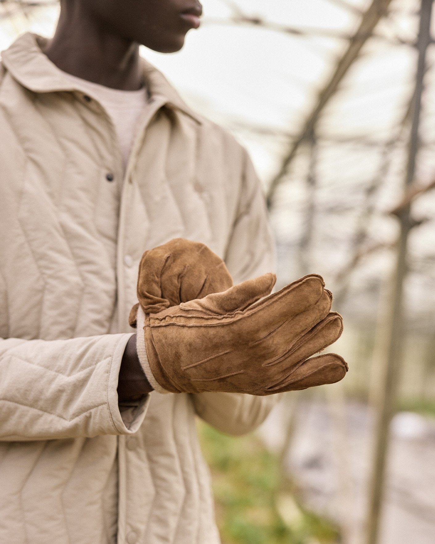 Gants en cuir doublé laine camel - GLOVES
