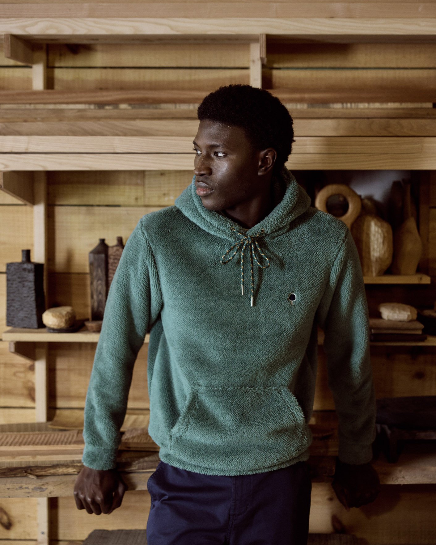 Sweat à capuche vert clair sherpa - DIRAC