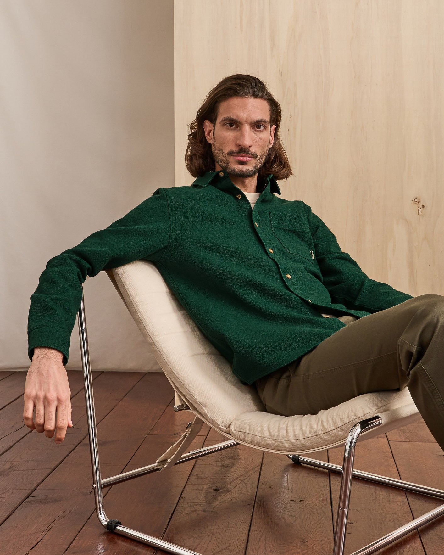 Surchemise vert sapin coton - SIGNY