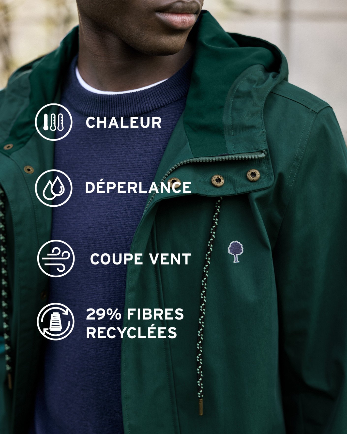 Veste coupe-vent vert sapin - GRESIGNE