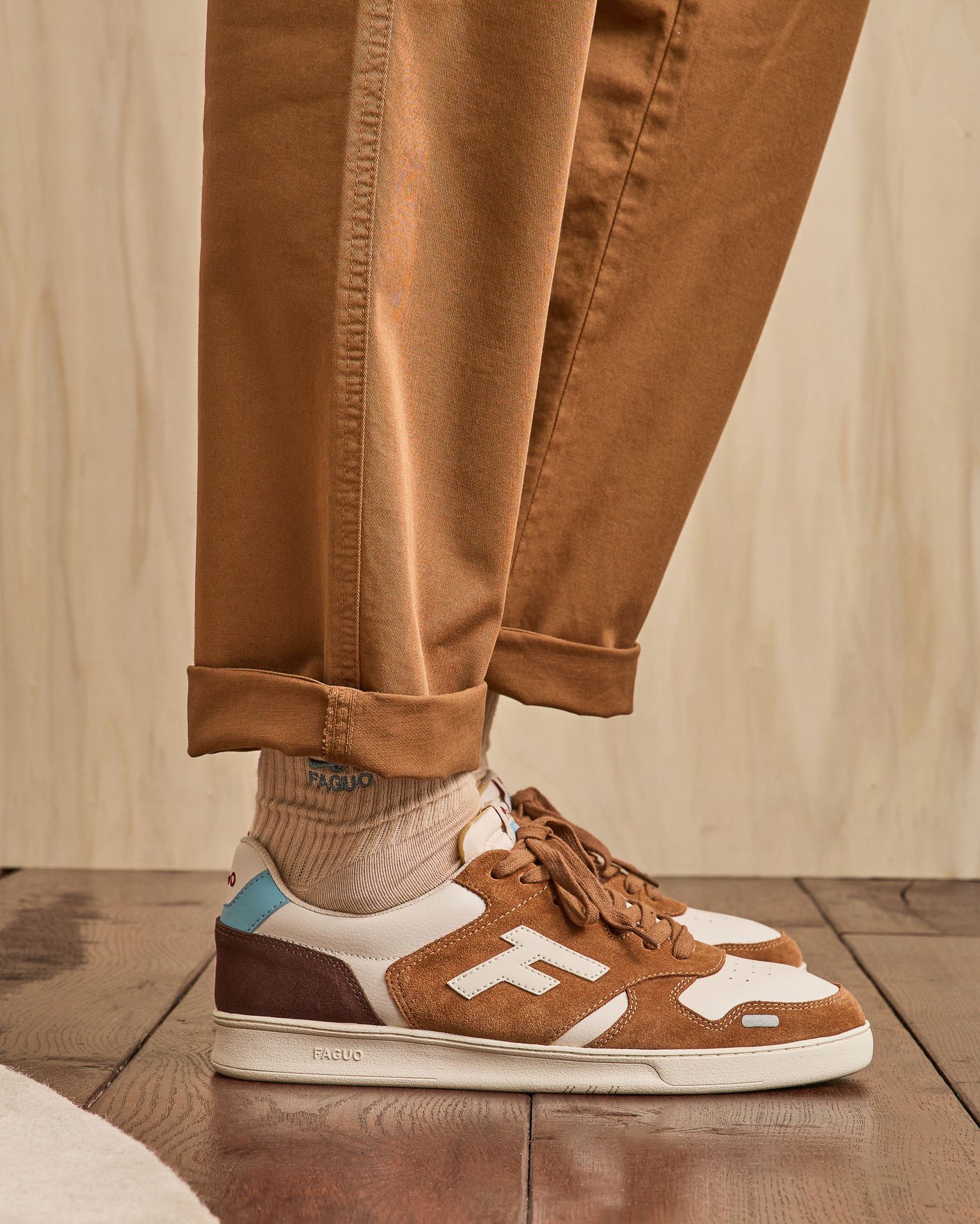 Baskets crème & beige clair cuir - PALMER