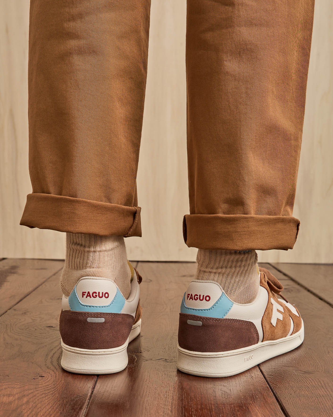 Baskets crème & beige clair cuir - PALMER