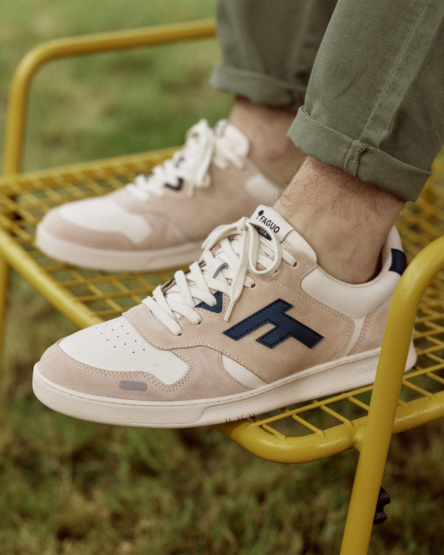 Baskets beiges & bleues cuir - PALMER