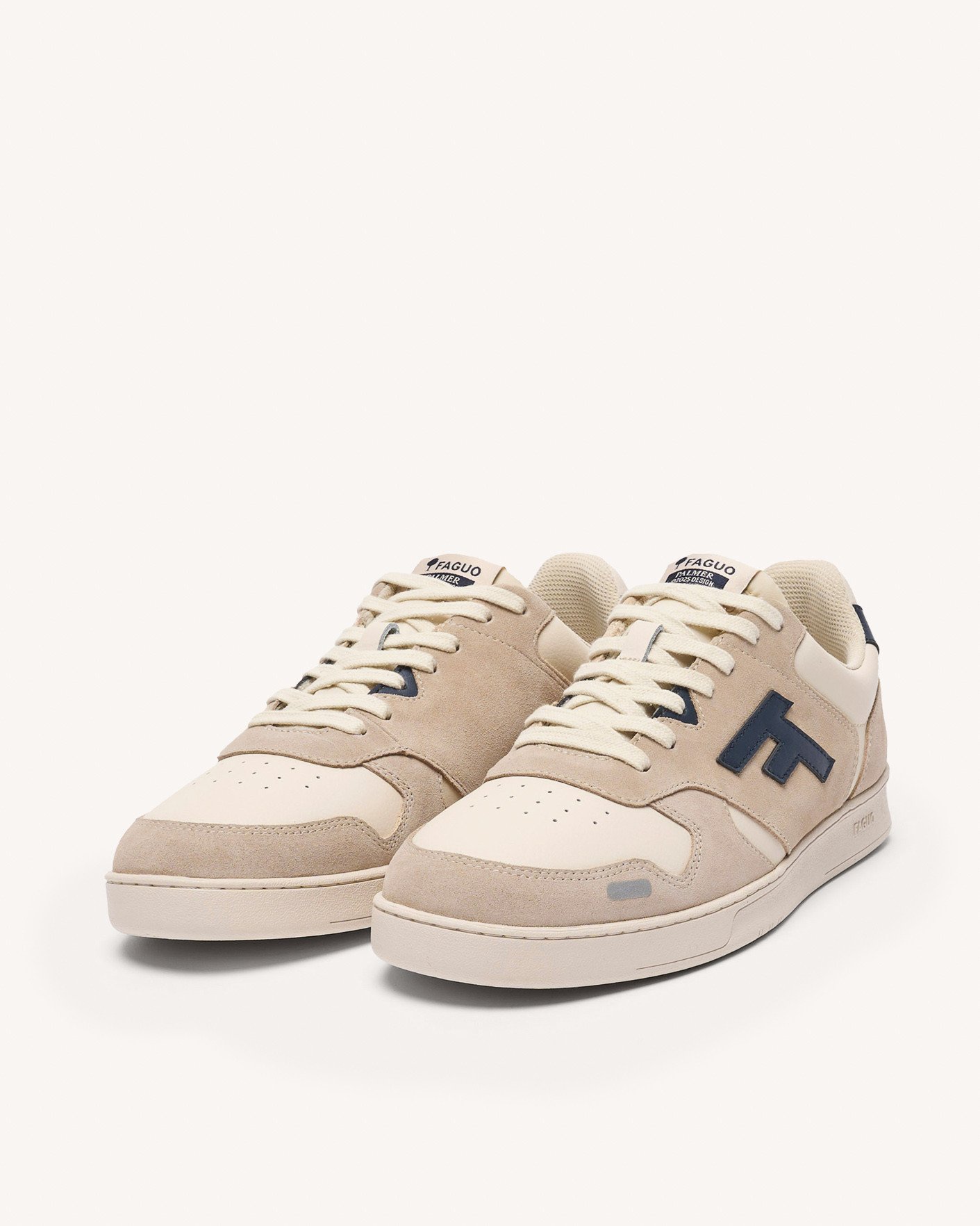 Baskets beiges & bleues cuir - PALMER