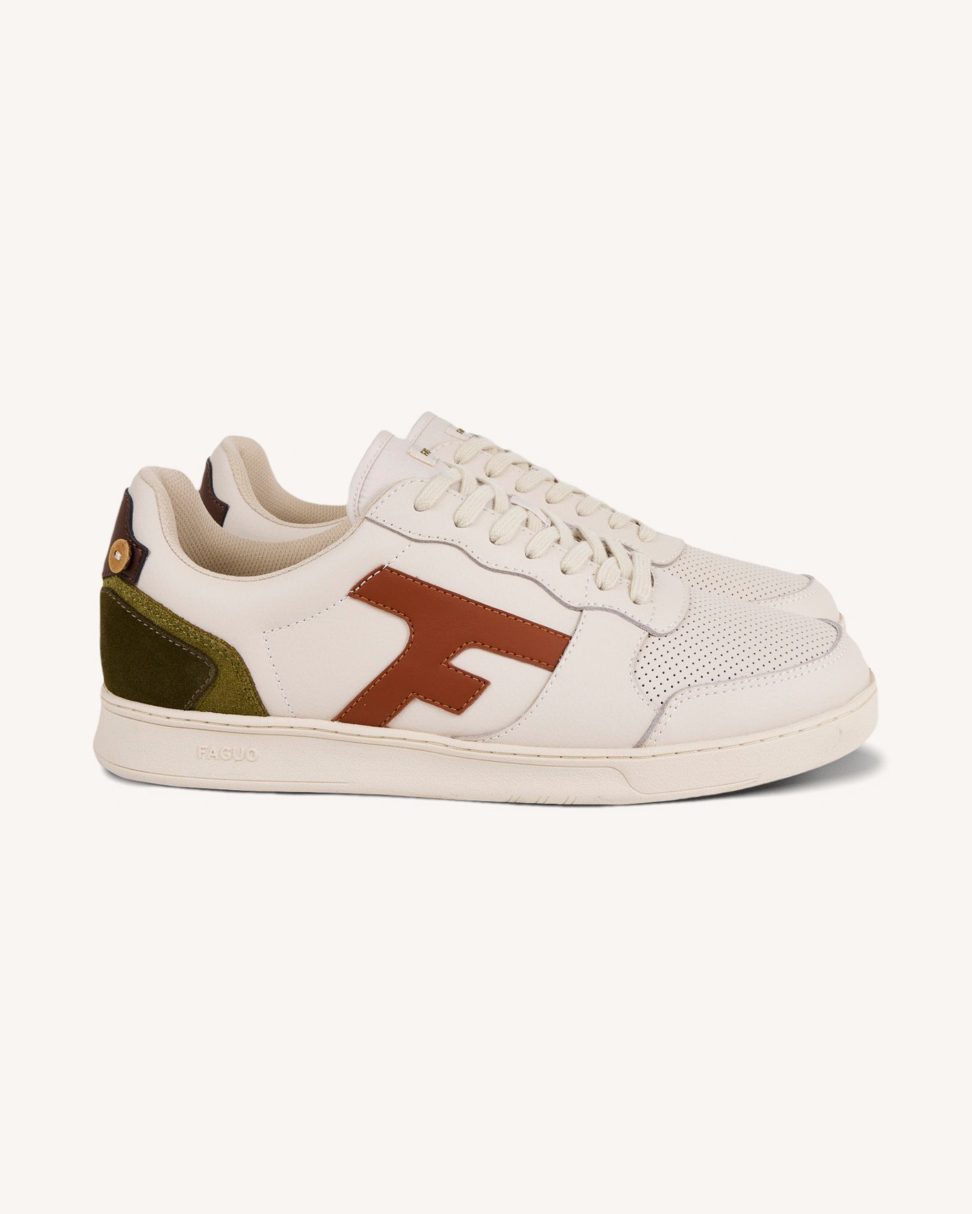 Baskets crème & rouille cuir & suède - HAZEL