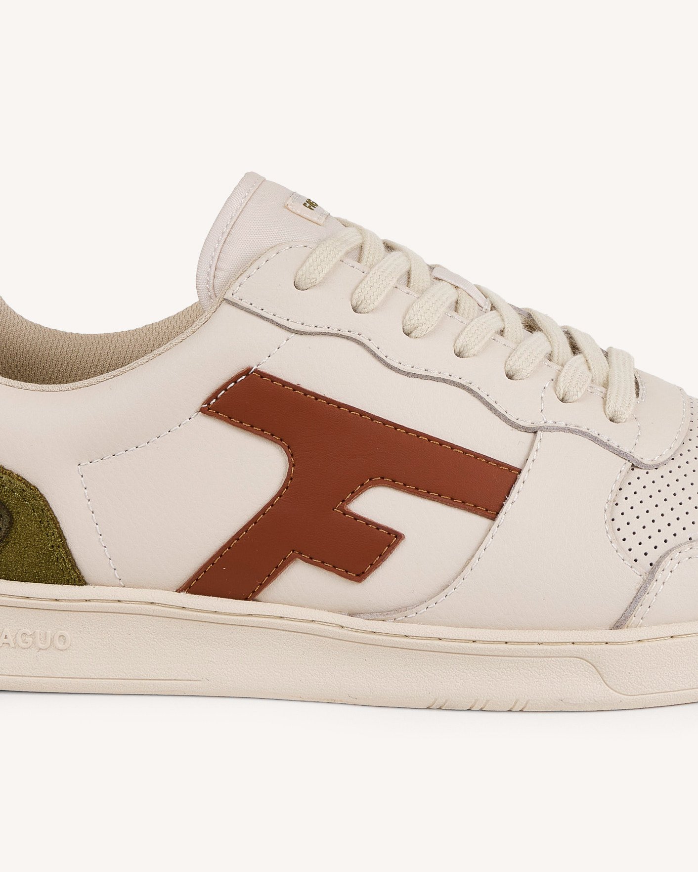 Baskets crème & rouille cuir & suède - HAZEL